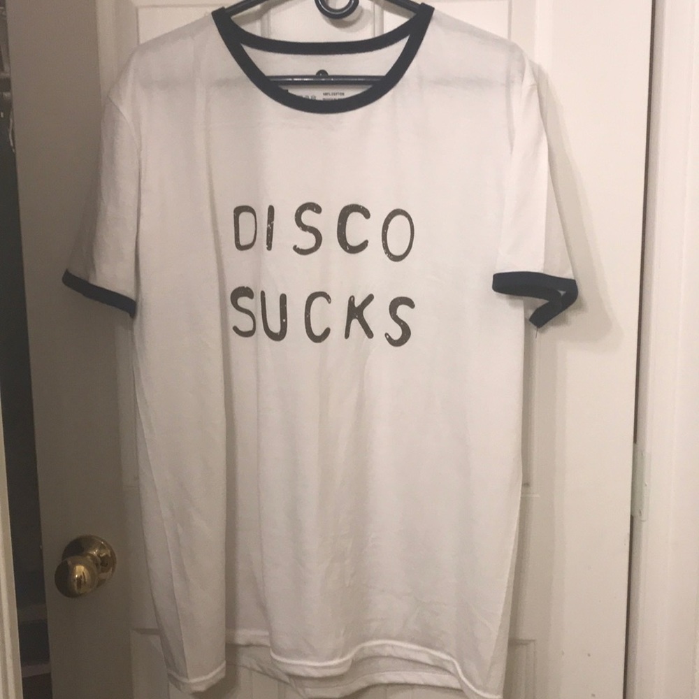Disco Sucks ringer t shirt unisex sz L!!